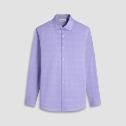 Bugatchi Jimmy Double-Sided Glen Plaid & Herringbone OoohCotton® Shirt Lilac