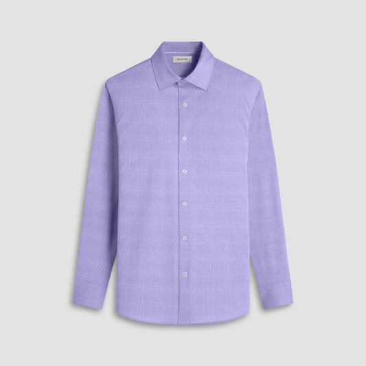 Bugatchi Jimmy Double-Sided Glen Plaid & Herringbone OoohCotton® Shirt Lilac