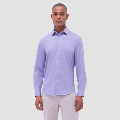 Bugatchi Jimmy Double-Sided Glen Plaid & Herringbone OoohCotton® Shirt Lilac