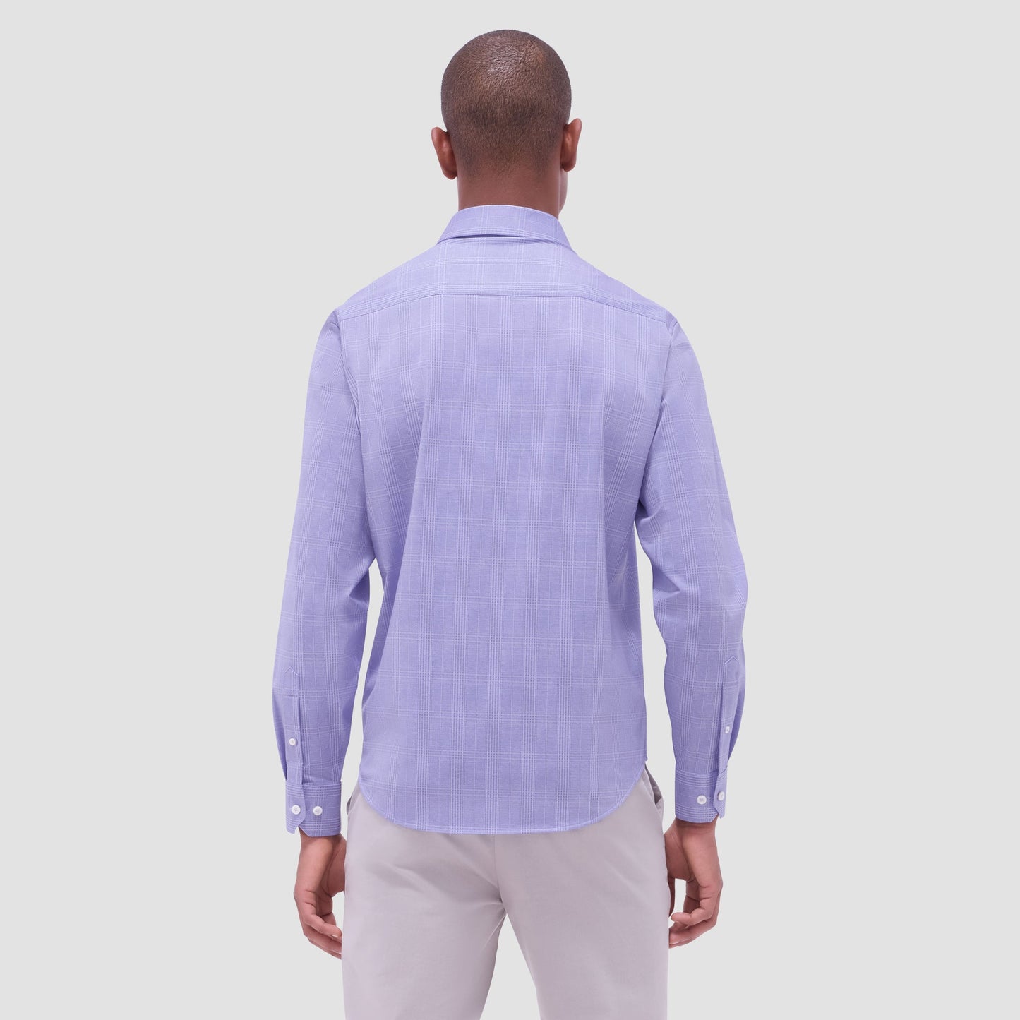 Bugatchi Jimmy Double-Sided Glen Plaid & Herringbone OoohCotton® Shirt Lilac