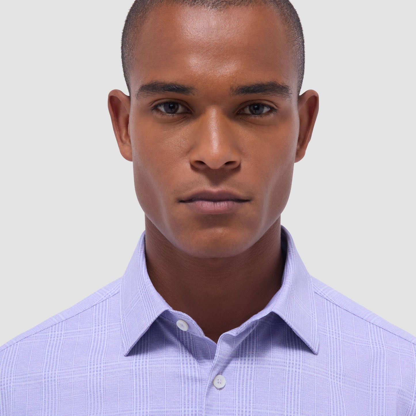 Bugatchi Jimmy Double-Sided Glen Plaid & Herringbone OoohCotton® Shirt Lilac