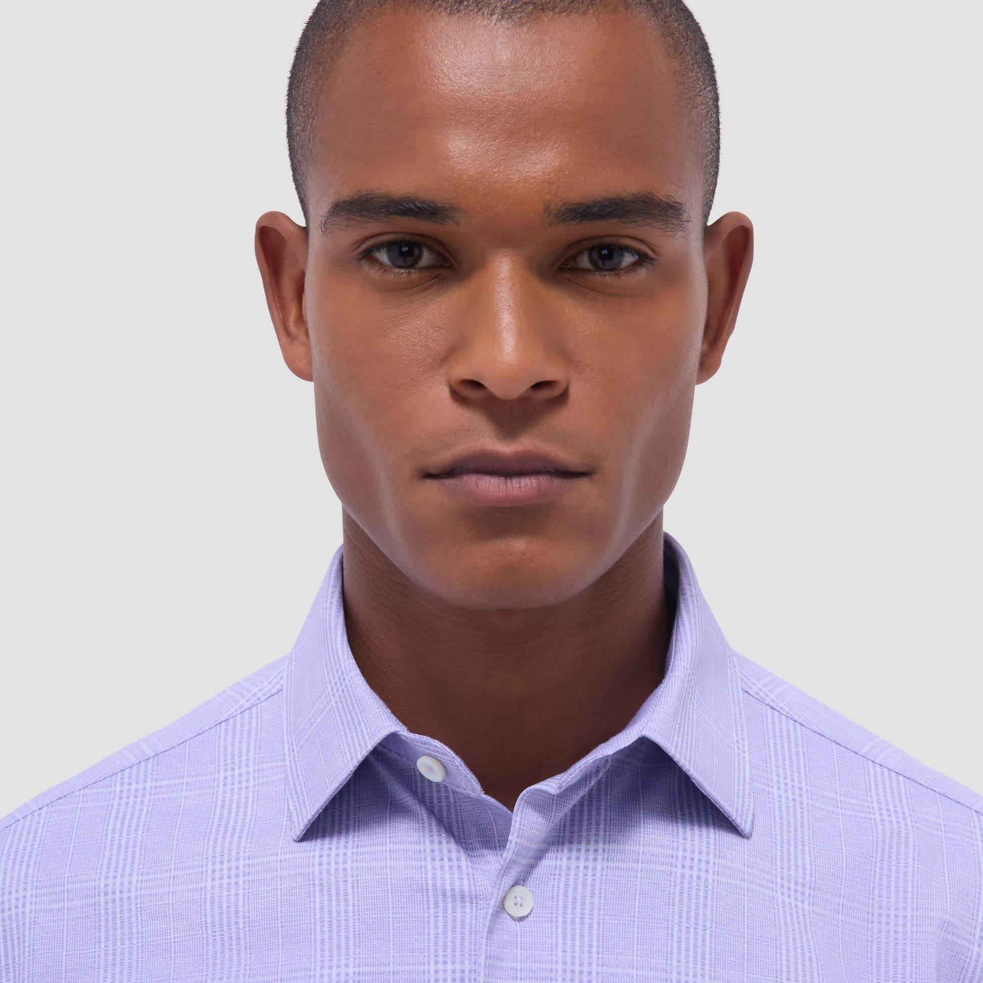 Bugatchi Jimmy Double-Sided Glen Plaid & Herringbone OoohCotton® Shirt Lilac