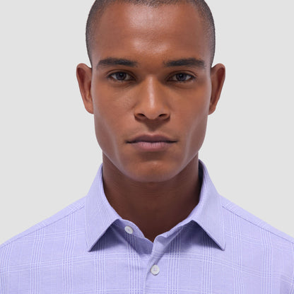 Bugatchi Jimmy Double-Sided Glen Plaid & Herringbone OoohCotton® Shirt Lilac
