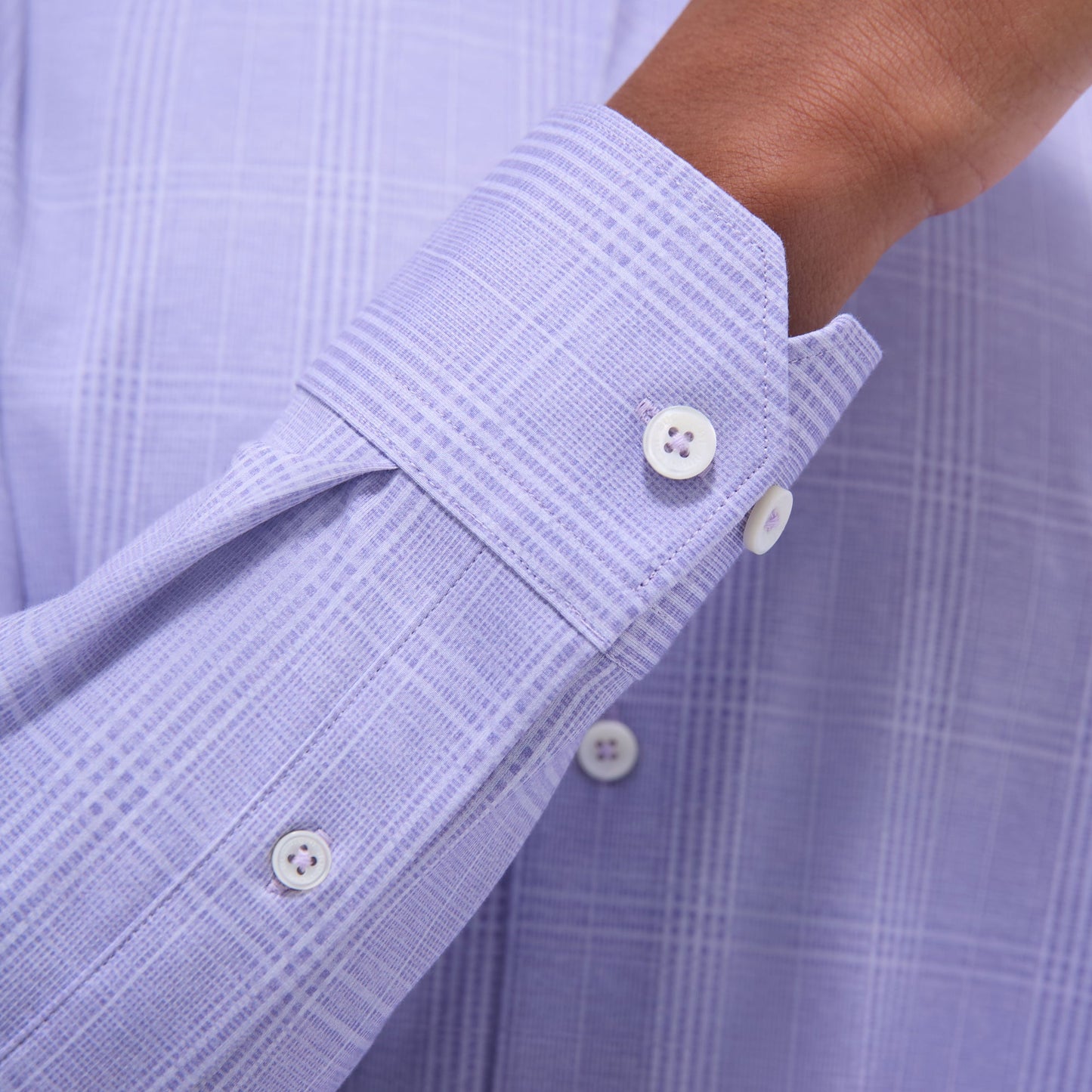 Bugatchi Jimmy Double-Sided Glen Plaid & Herringbone OoohCotton® Shirt Lilac