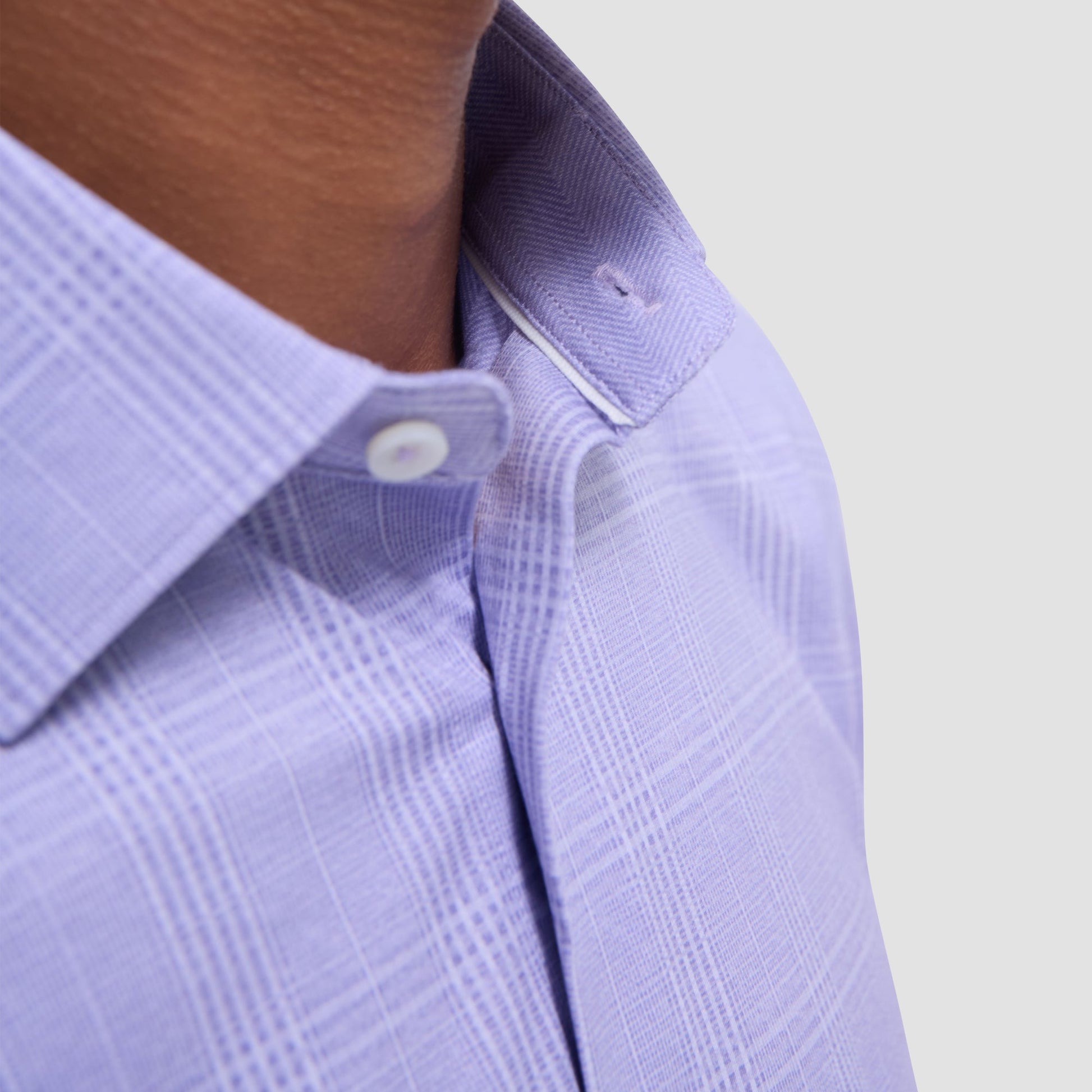 Bugatchi Jimmy Double-Sided Glen Plaid & Herringbone OoohCotton® Shirt Lilac