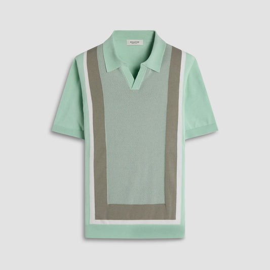 Bugatchi Color Block Short Sleeve Johnny Sweater Pistachio