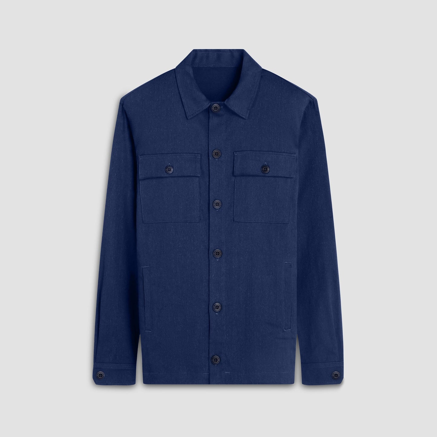 Bugatchi Linen-Cotton Shirt Jacket Navy