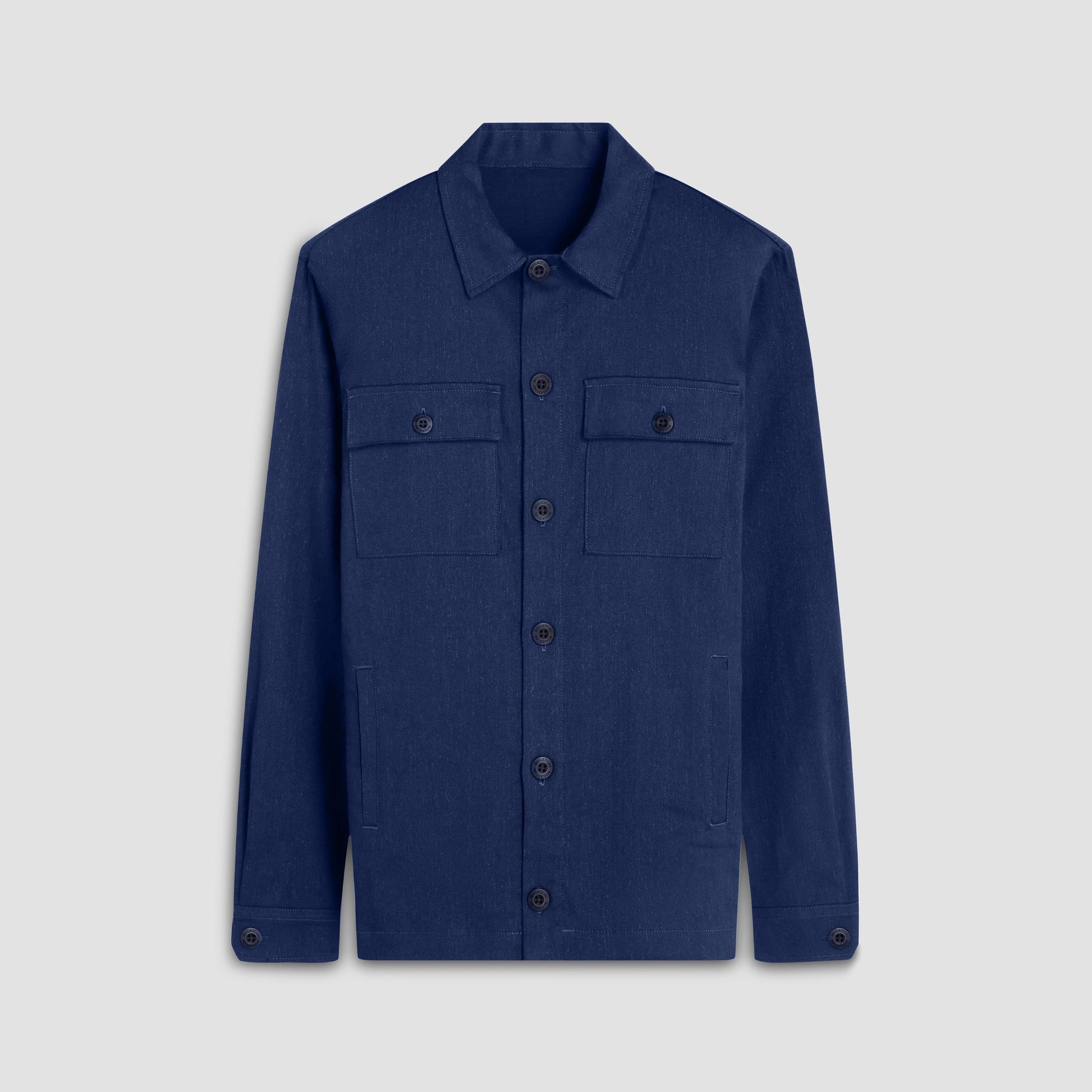 Bugatchi Linen-Cotton Shirt Jacket Navy