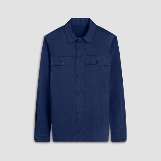 Bugatchi Linen-Cotton Shirt Jacket Navy