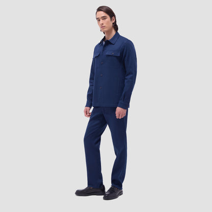 Bugatchi Linen-Cotton Shirt Jacket Navy