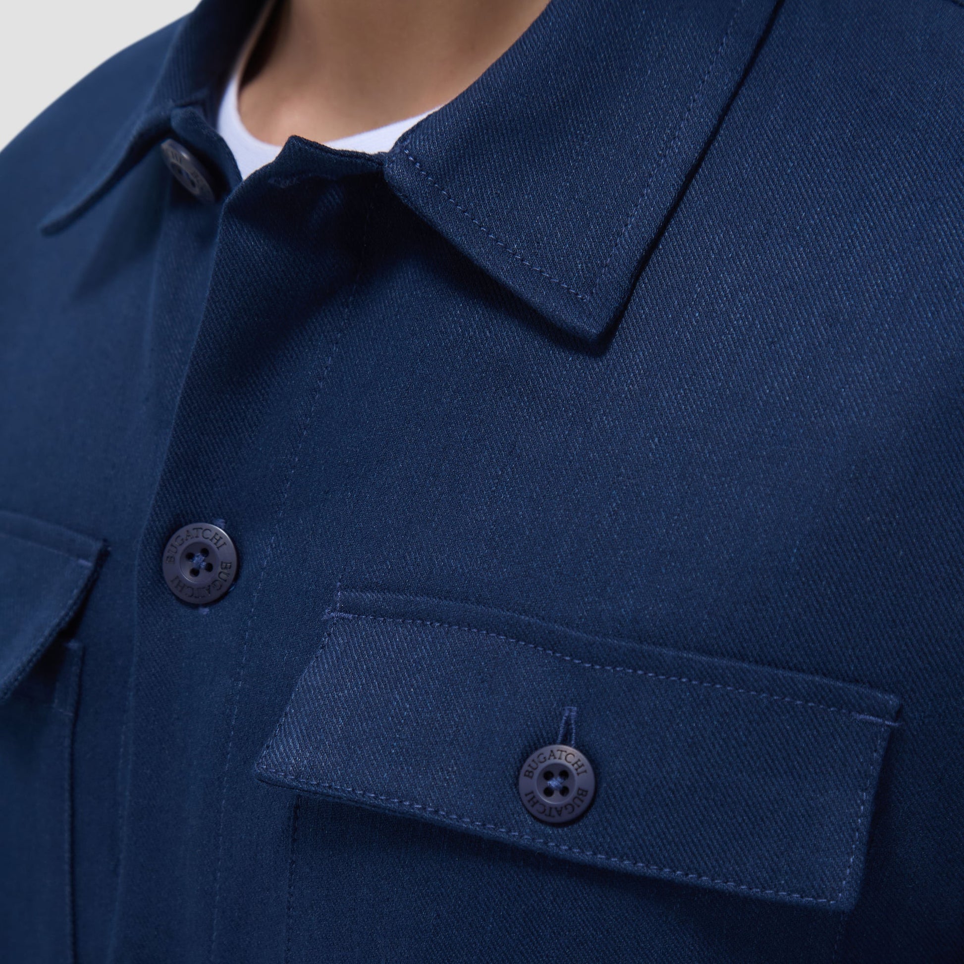 Bugatchi Linen-Cotton Shirt Jacket Navy