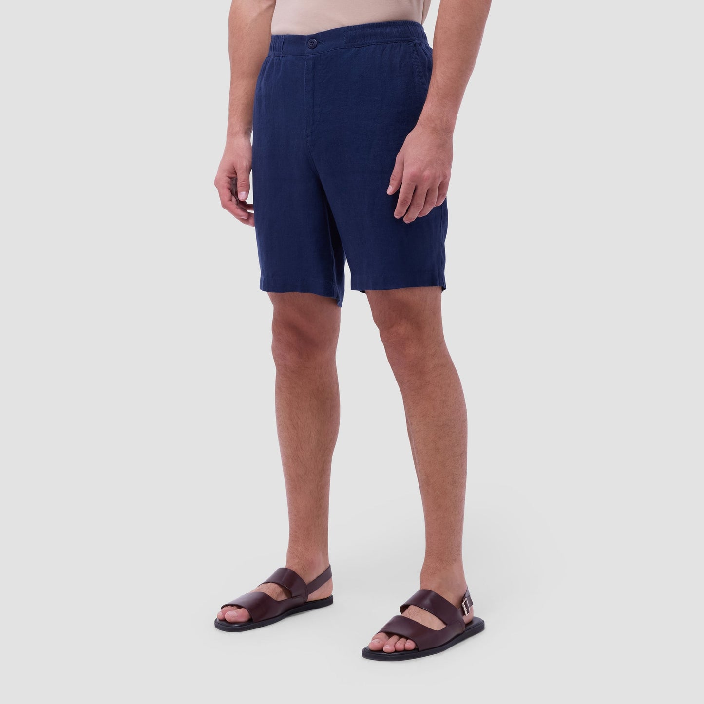 Bugatchi Linen Drawstring Shorts Navy