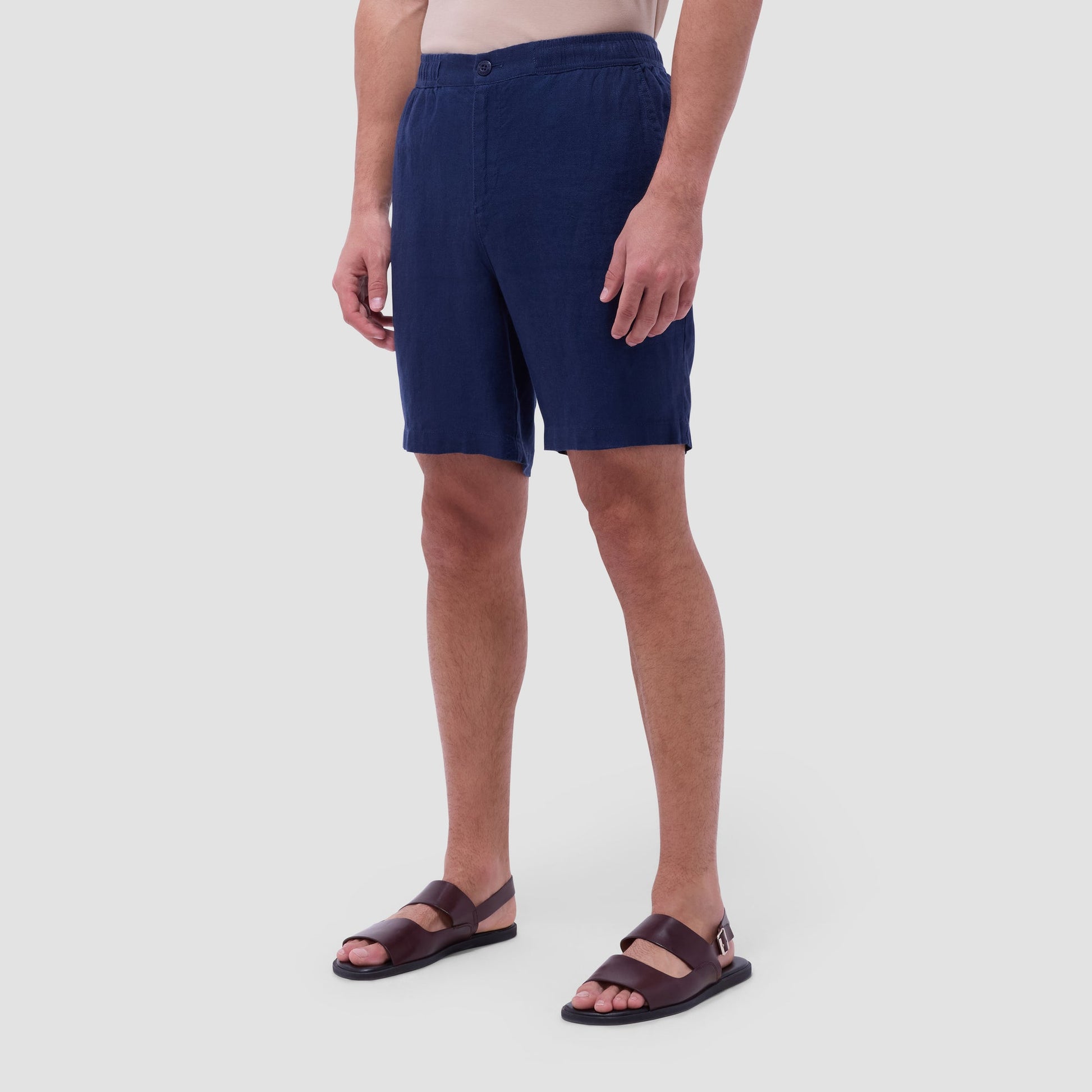 Bugatchi Linen Drawstring Shorts Navy