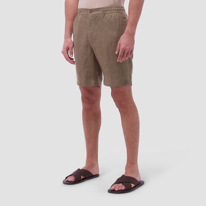 Bugatchi Linen Drawstring Shorts Olive