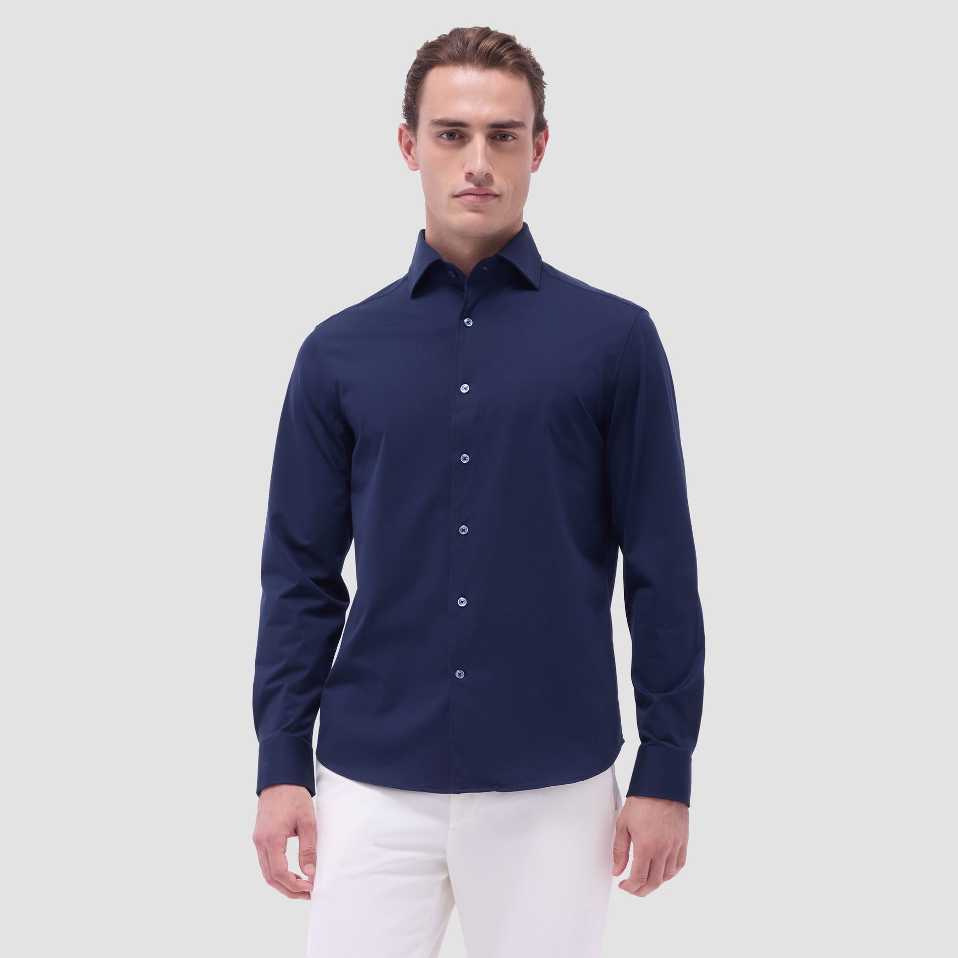 Bugatchi Devon Solid OoohCotton® Shirt Navy
