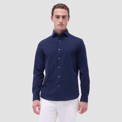 Bugatchi Devon Solid OoohCotton® Shirt Navy