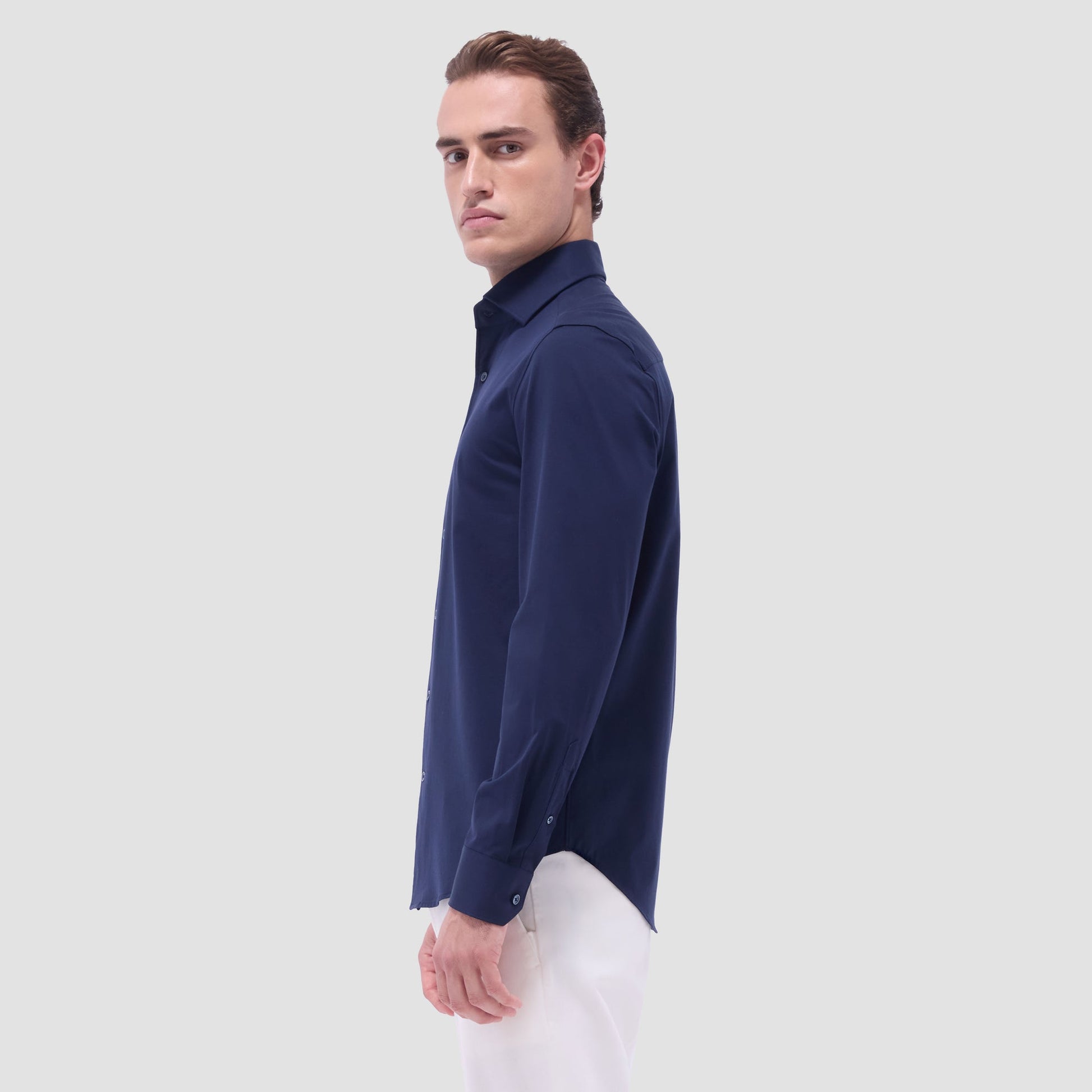 Bugatchi Devon Solid OoohCotton® Shirt Navy