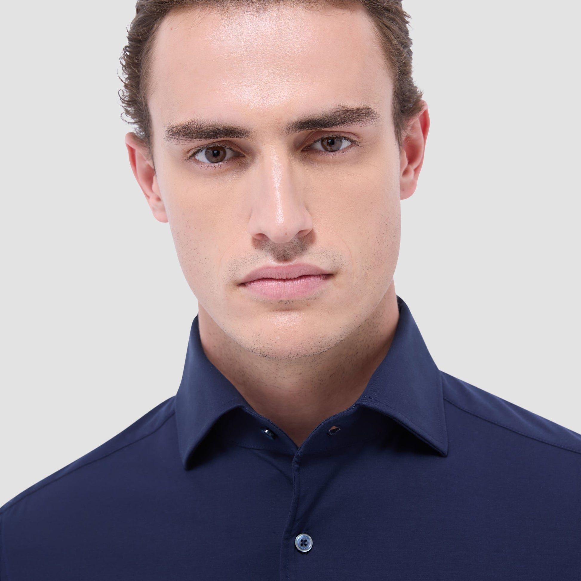 Bugatchi Devon Solid OoohCotton® Shirt Navy