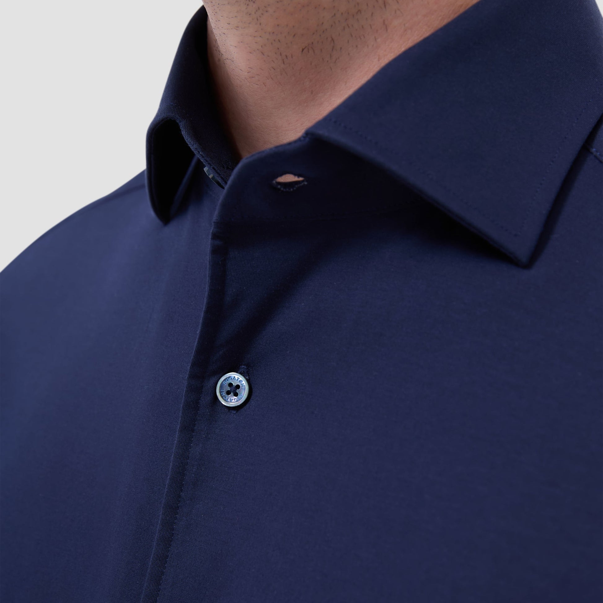 Bugatchi Devon Solid OoohCotton® Shirt Navy