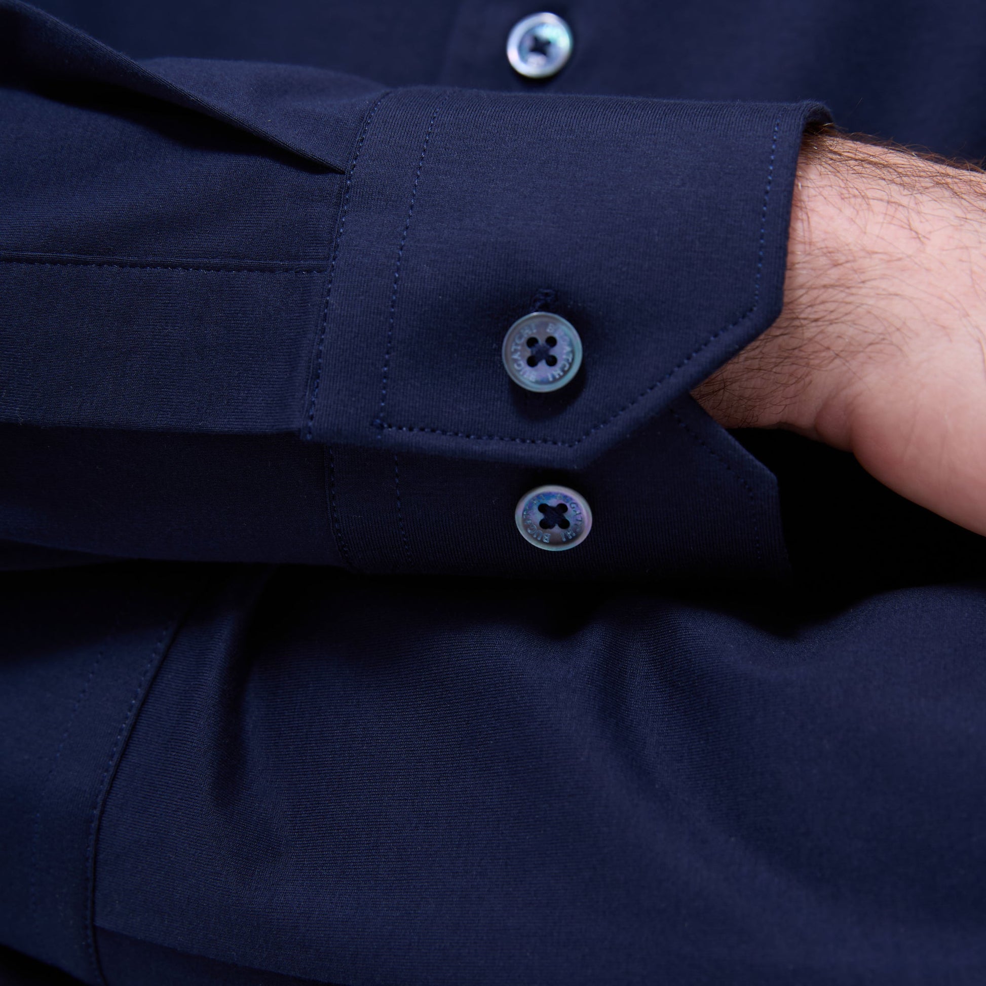 Bugatchi Devon Solid OoohCotton® Shirt Navy