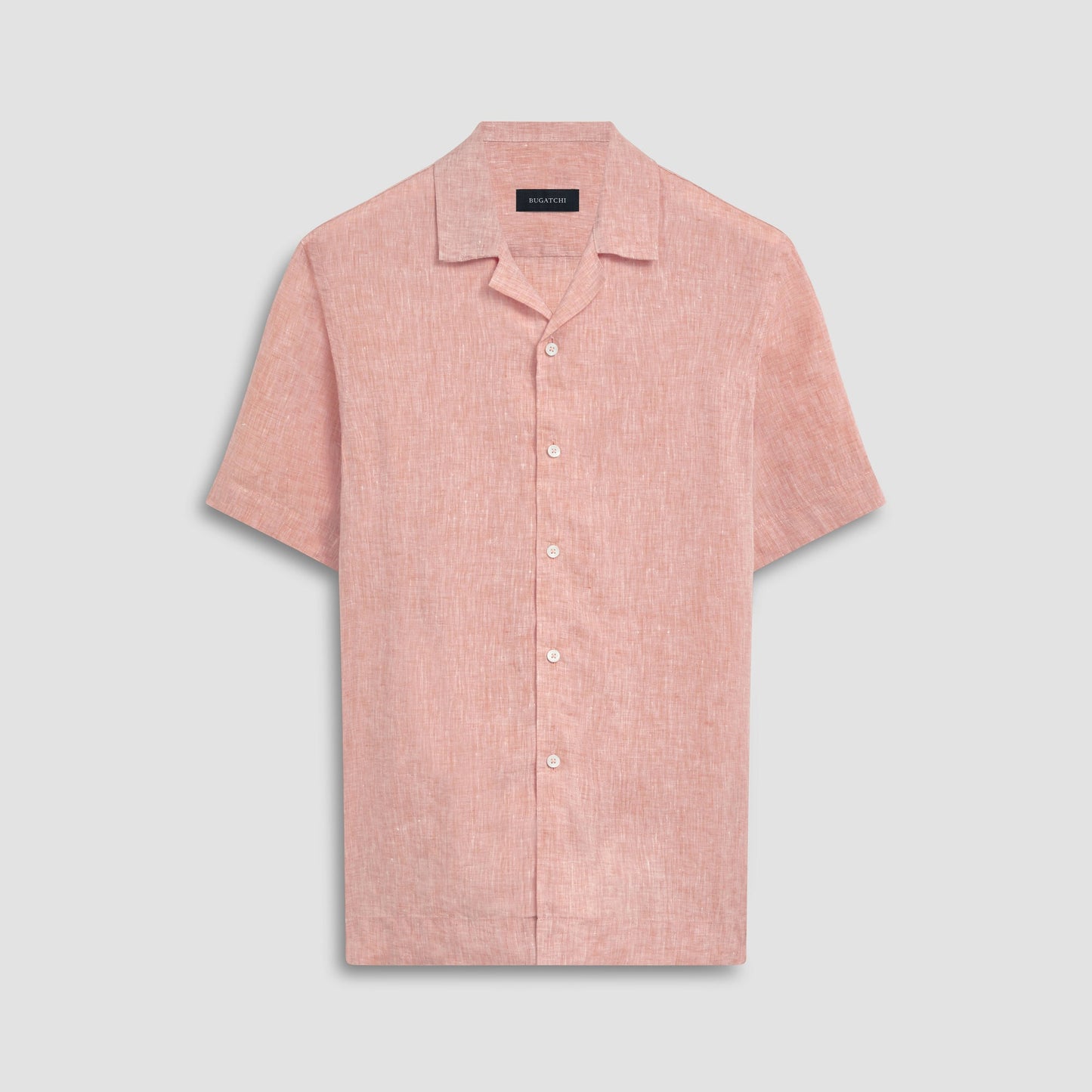 Bugatchi Jackson Solid Linen Camp Shirt Tangerine