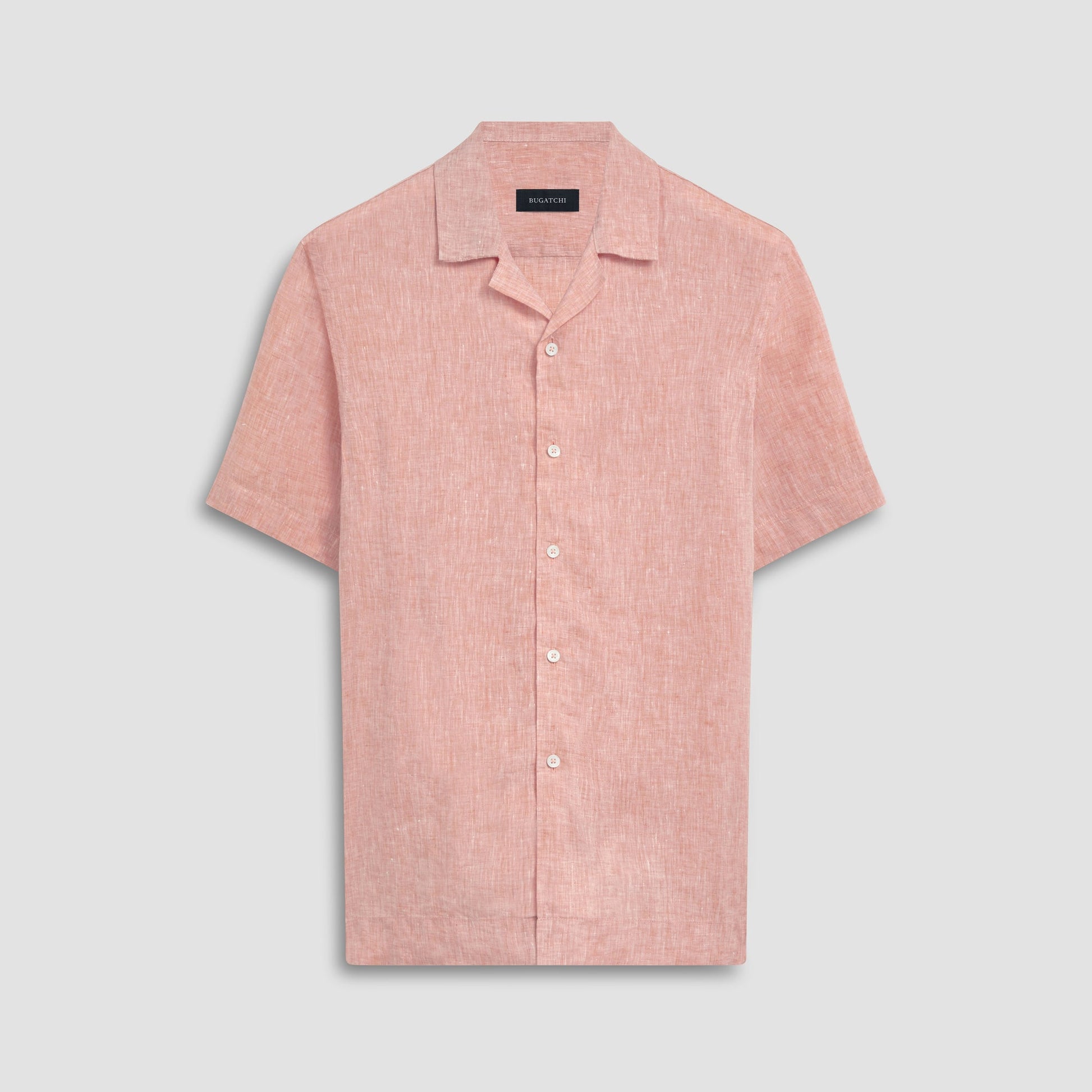 Bugatchi Jackson Solid Linen Camp Shirt Tangerine