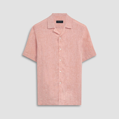 Bugatchi Jackson Solid Linen Camp Shirt Tangerine