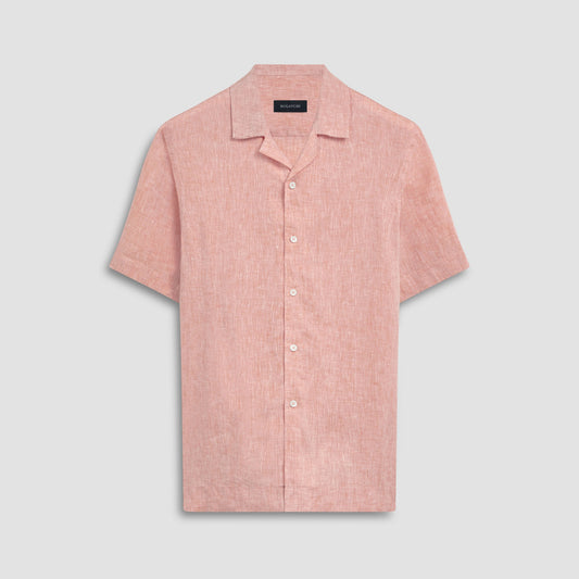 Bugatchi Jackson Solid Linen Camp Shirt Tangerine