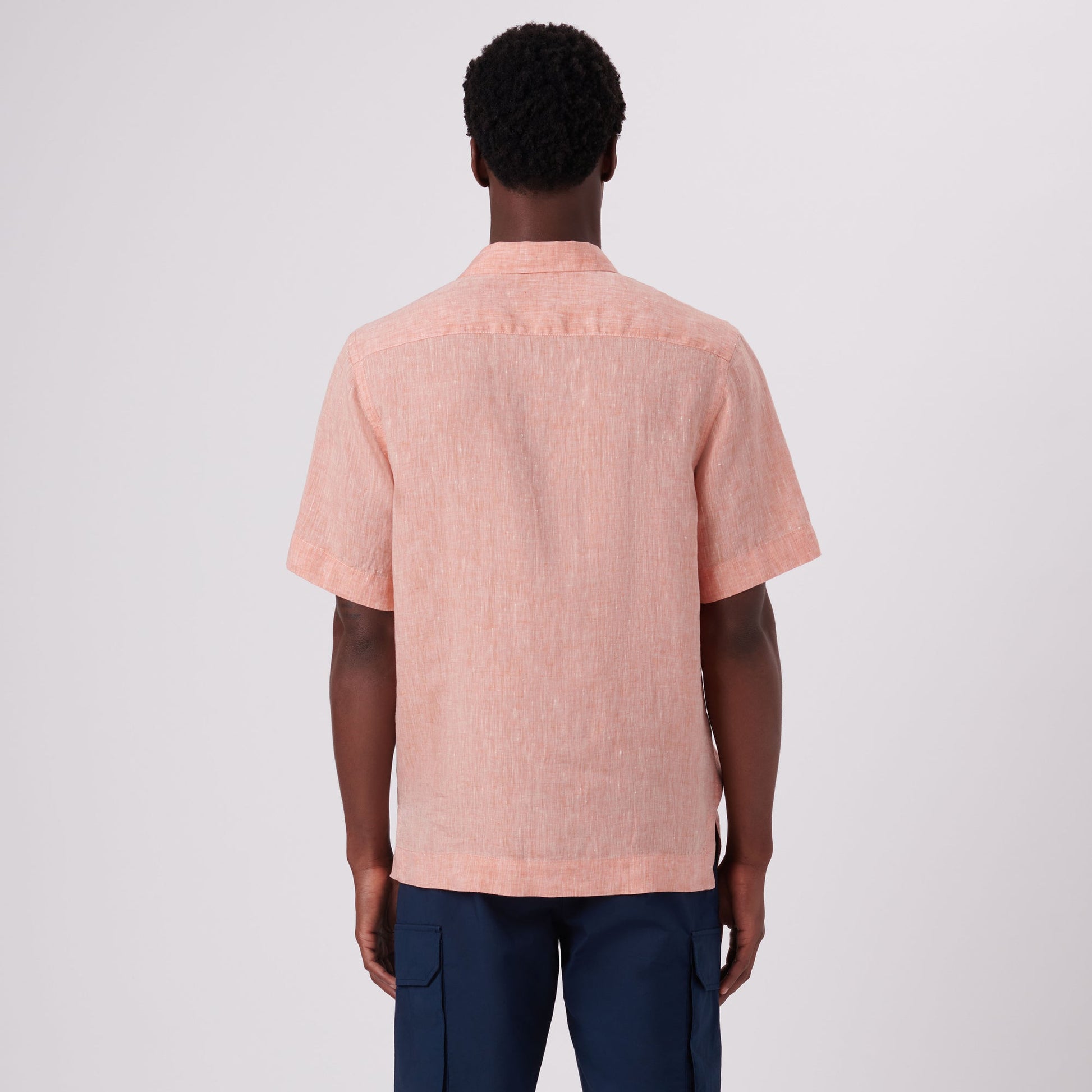 Bugatchi Jackson Solid Linen Camp Shirt Tangerine