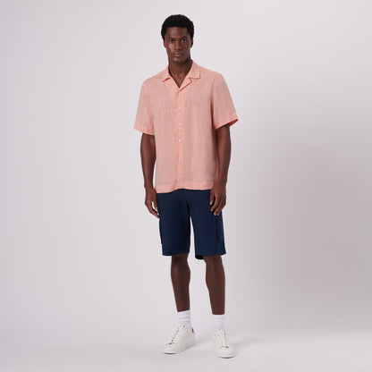 Bugatchi Jackson Solid Linen Camp Shirt Tangerine