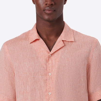 Bugatchi Jackson Solid Linen Camp Shirt Tangerine