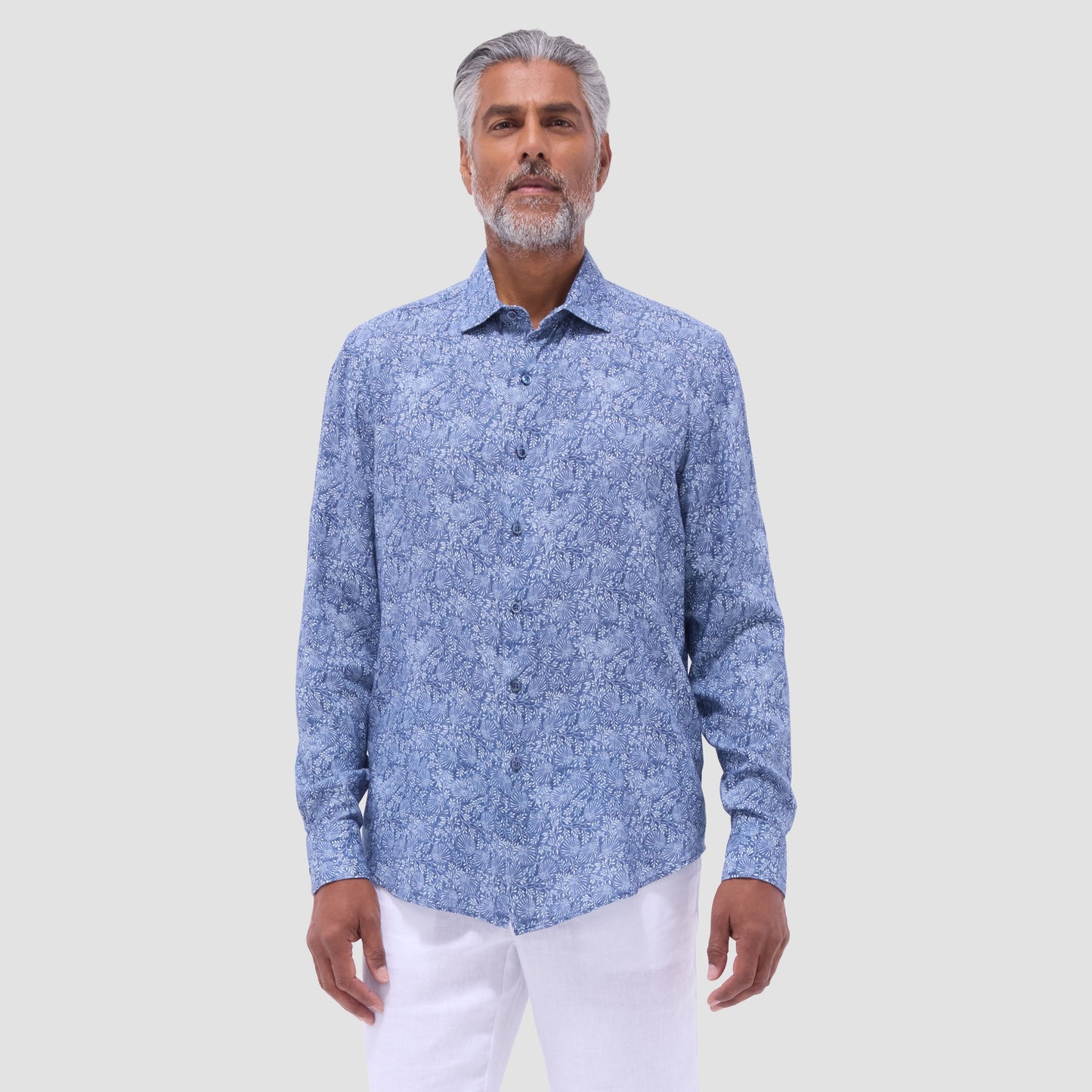 Bugatchi Axel Floral Shirt Indigo