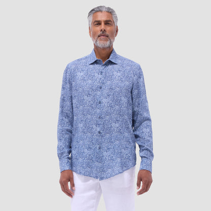 Bugatchi Axel Floral Shirt Indigo