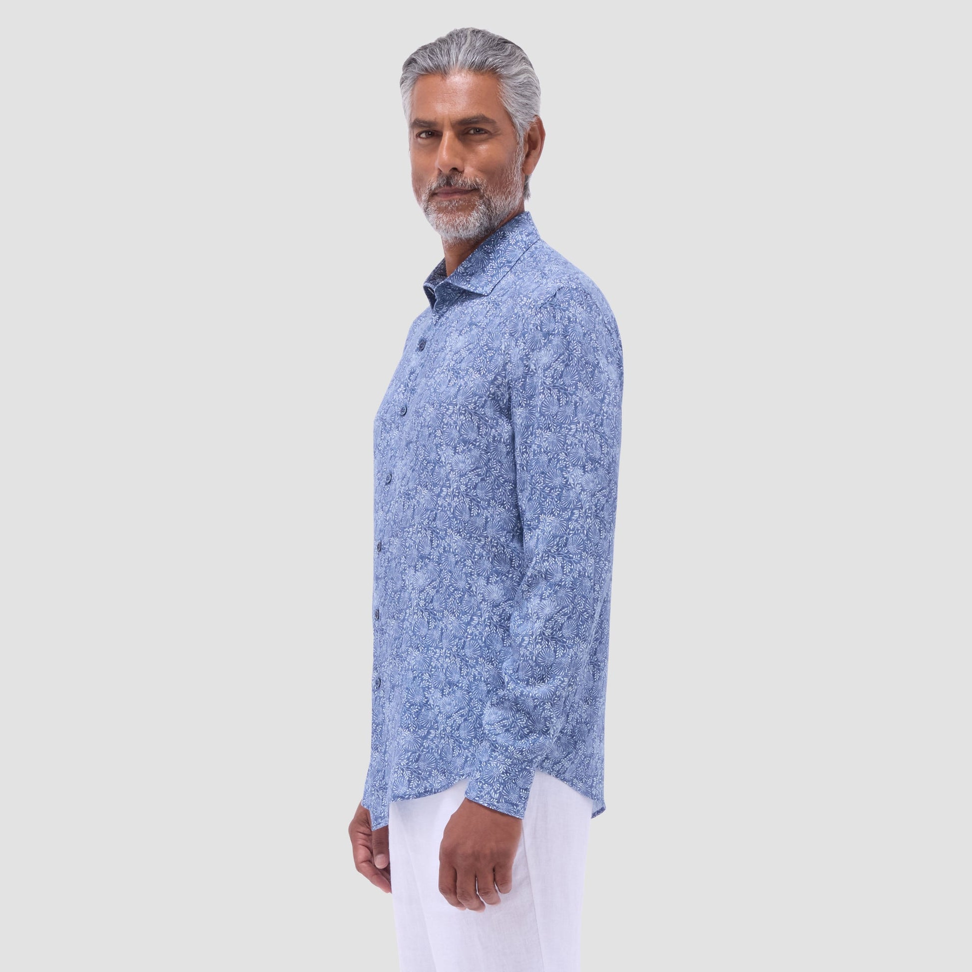 Bugatchi Axel Floral Shirt Indigo