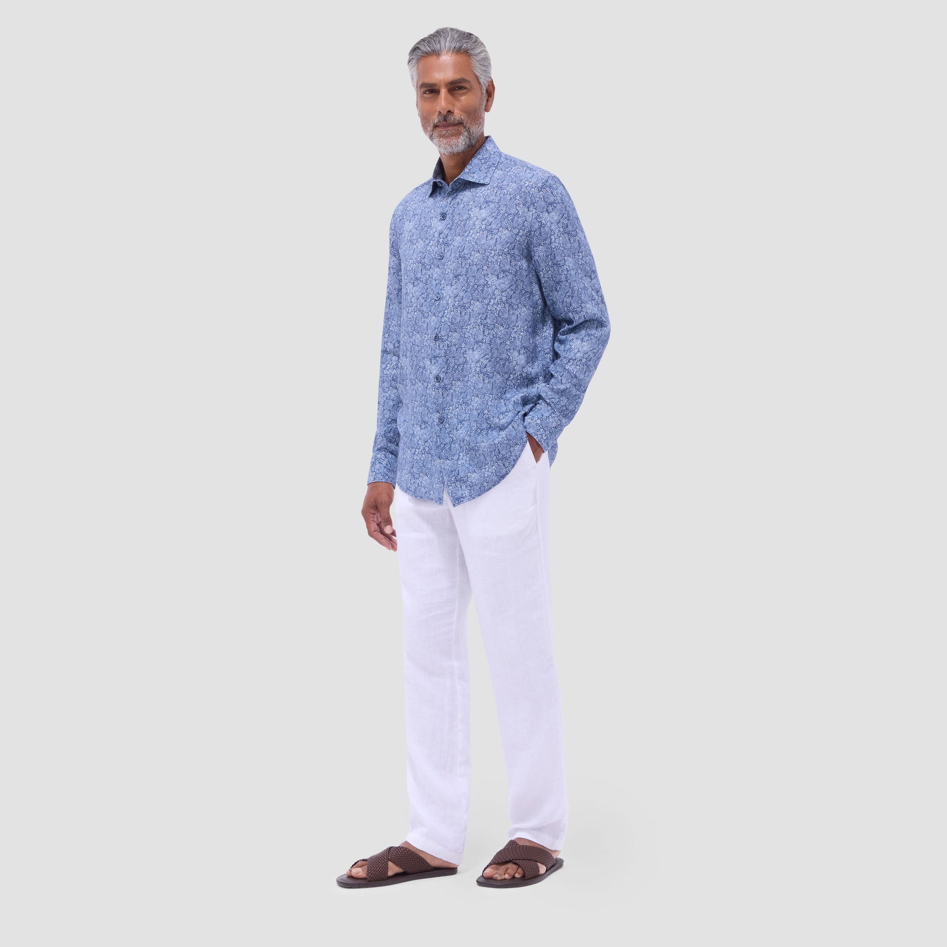 Bugatchi Axel Floral Shirt Indigo
