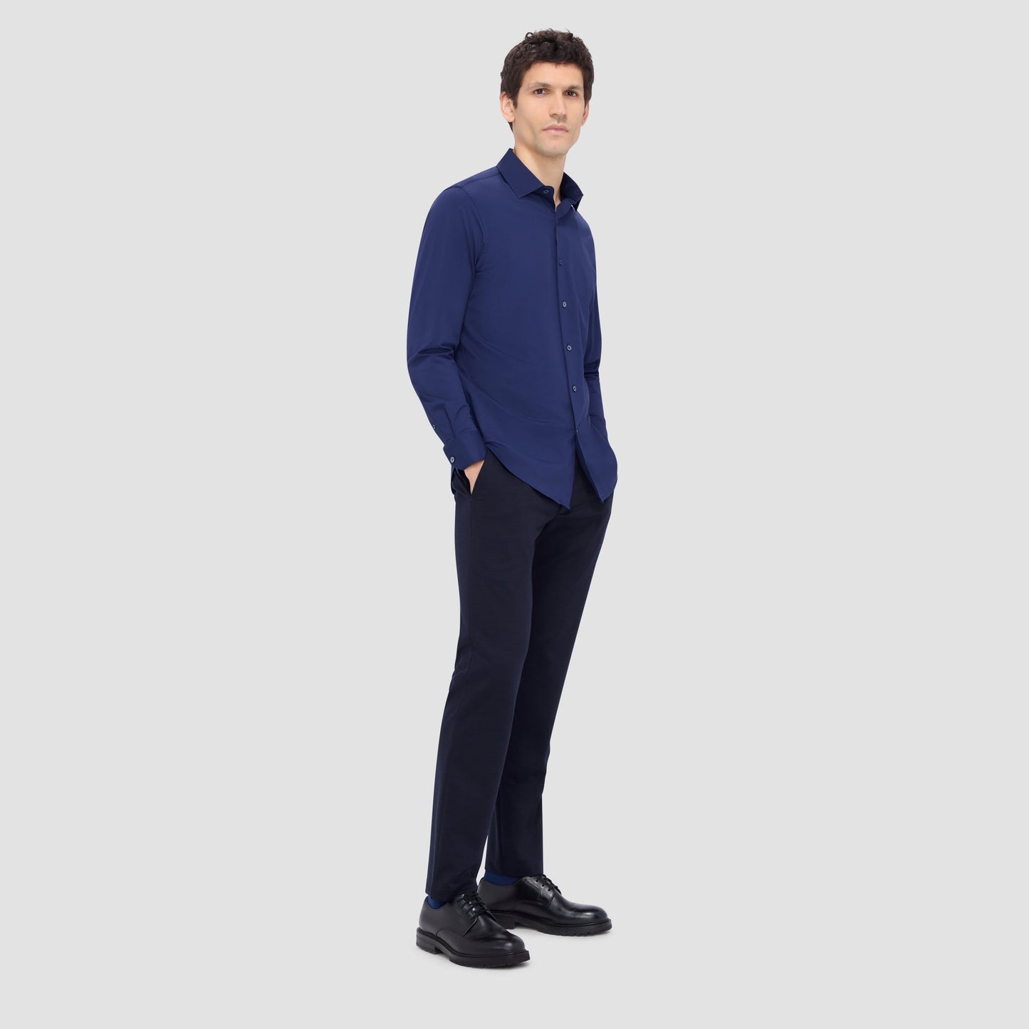 Bugatchi James Solid OoohCotton® Shirt Navy