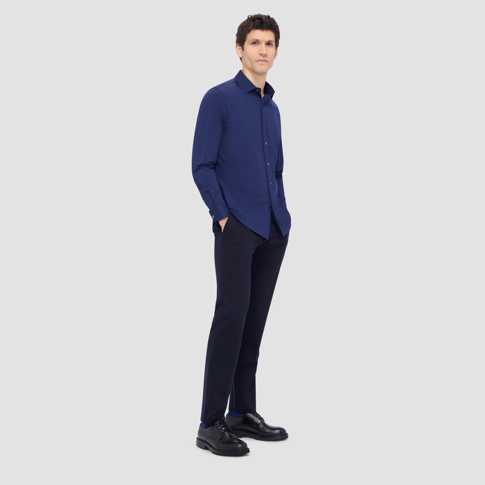 Bugatchi James Solid OoohCotton® Shirt Navy