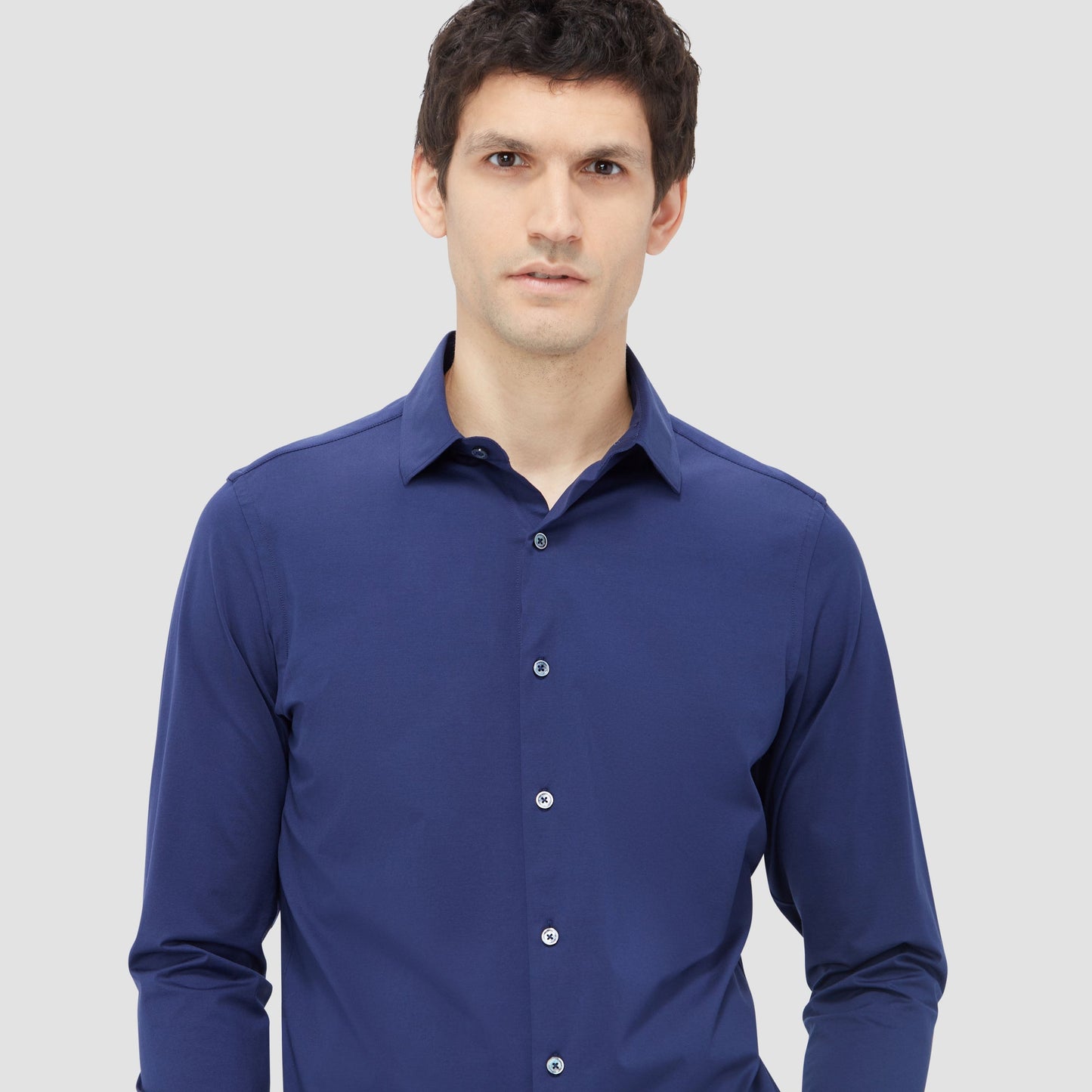 Bugatchi James Solid OoohCotton® Shirt Navy