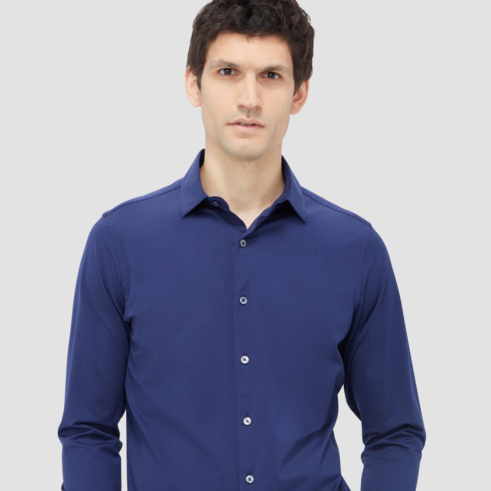 Bugatchi James Solid OoohCotton® Shirt Navy