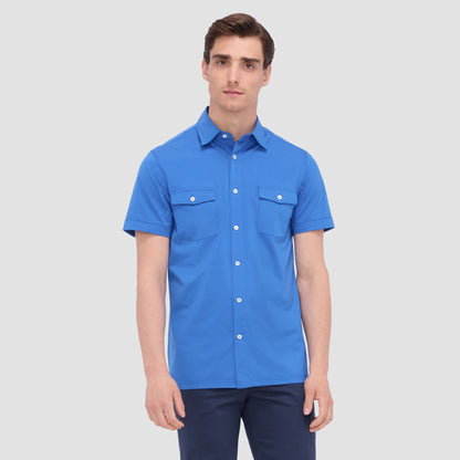 Bugatchi Peter Solid OoohCotton® Short Sleeve Shirt Classic Blue