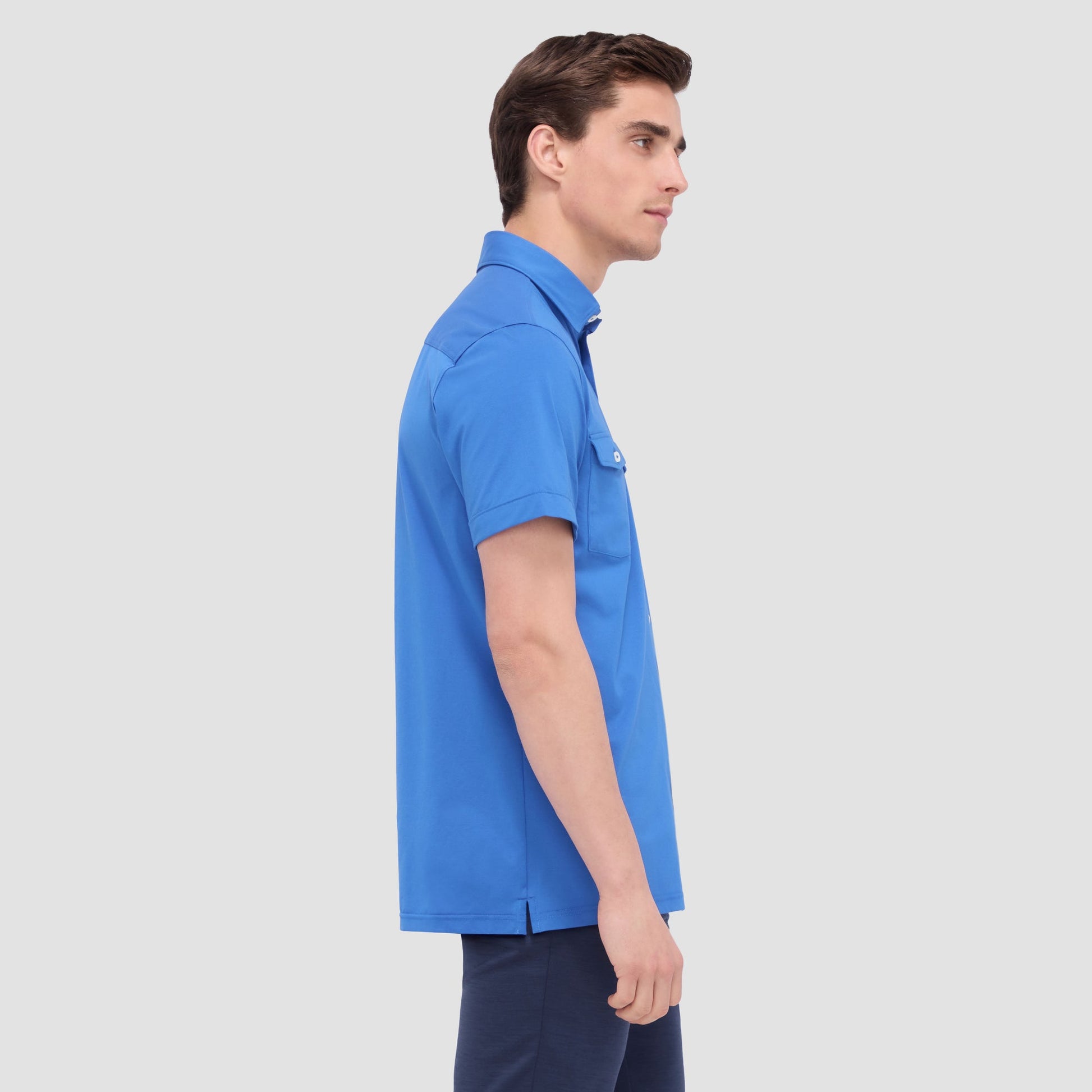 Bugatchi Peter Solid OoohCotton® Short Sleeve Shirt Classic Blue