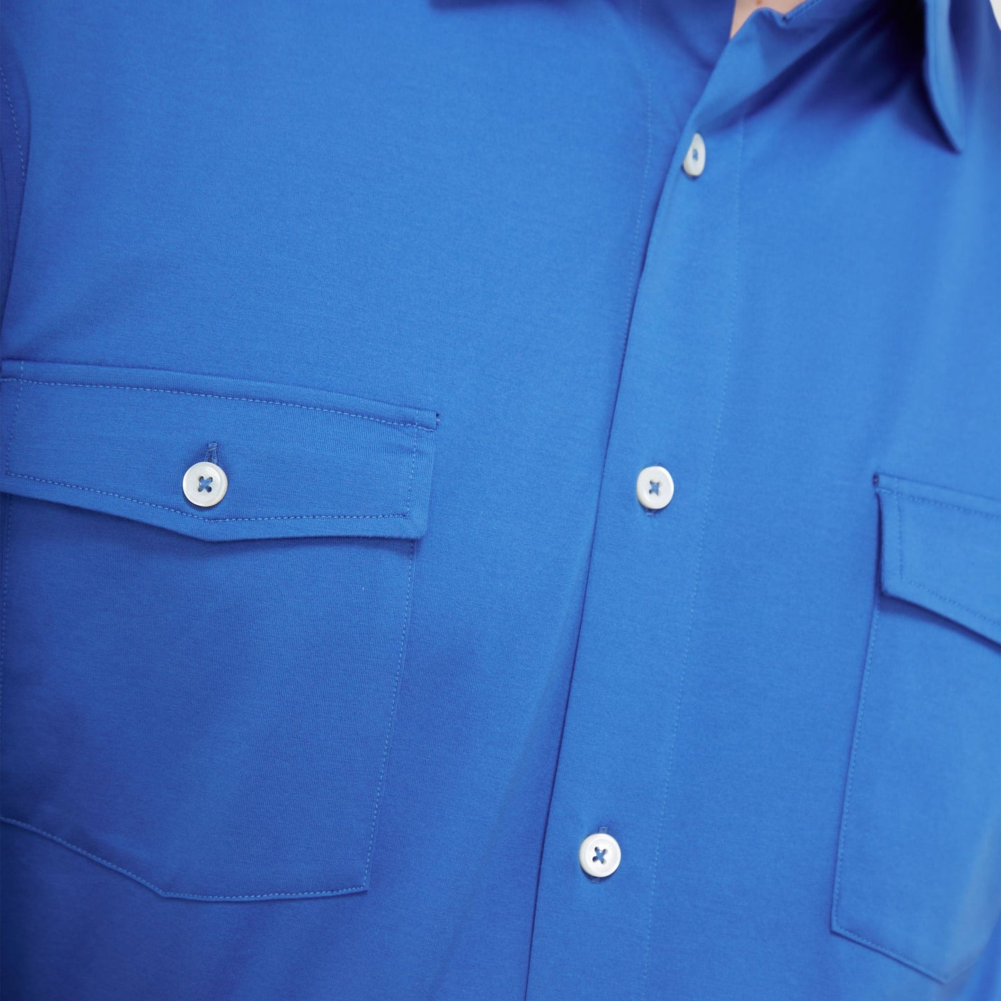Bugatchi Peter Solid OoohCotton® Short Sleeve Shirt Classic Blue