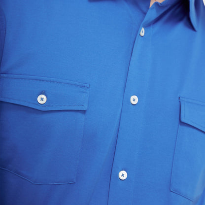 Bugatchi Peter Solid OoohCotton® Short Sleeve Shirt Classic Blue