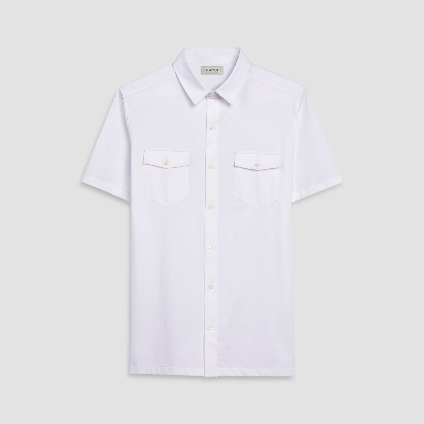 Bugatchi Peter Solid OoohCotton® Short Sleeve Shirt White