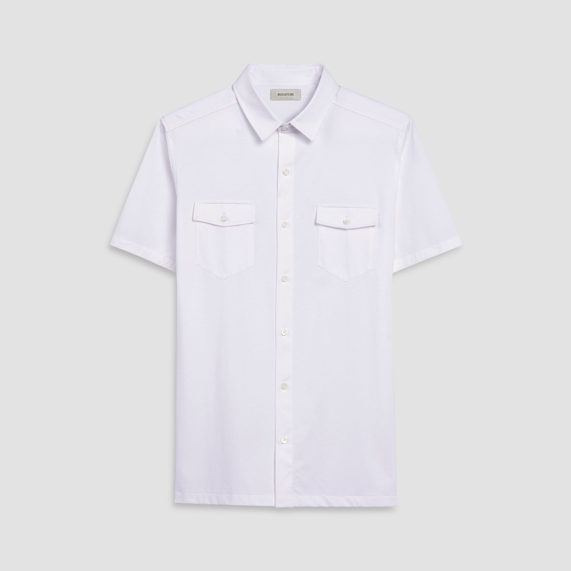 Bugatchi Peter Solid OoohCotton® Short Sleeve Shirt White
