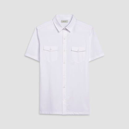 Bugatchi Peter Solid OoohCotton® Short Sleeve Shirt White