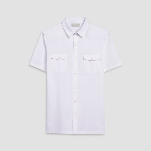 Bugatchi Peter Solid OoohCotton® Short Sleeve Shirt White