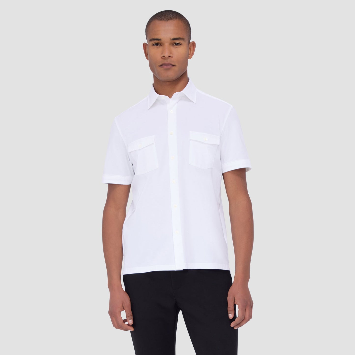 Bugatchi Peter Solid OoohCotton® Short Sleeve Shirt White