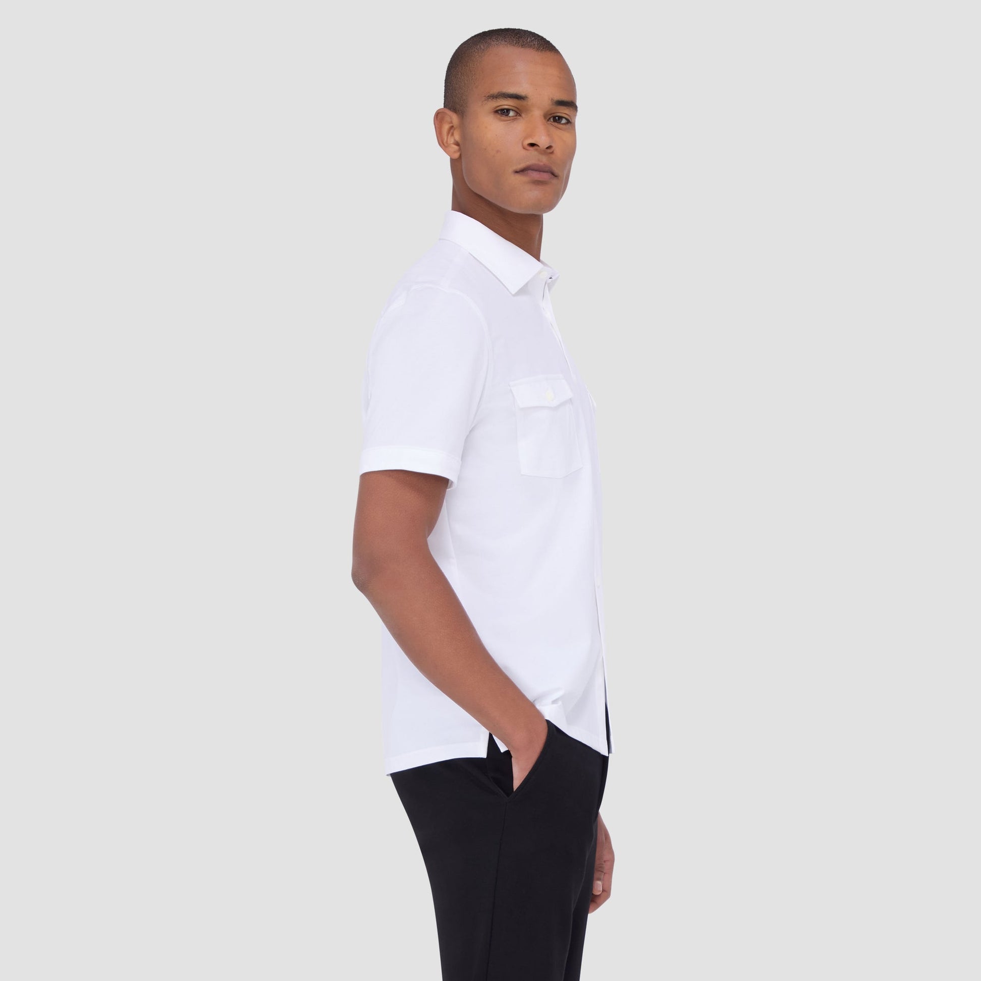 Bugatchi Peter Solid OoohCotton® Short Sleeve Shirt White