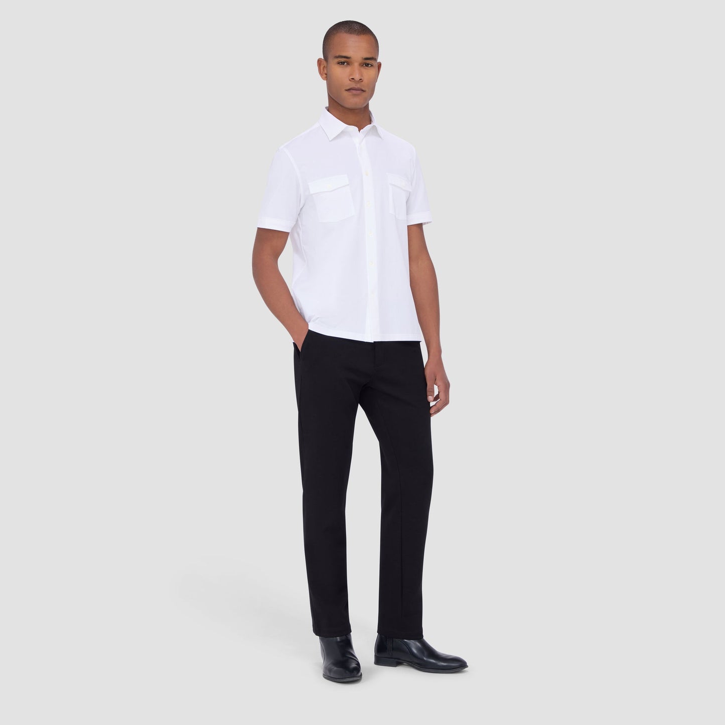 Bugatchi Peter Solid OoohCotton® Short Sleeve Shirt White